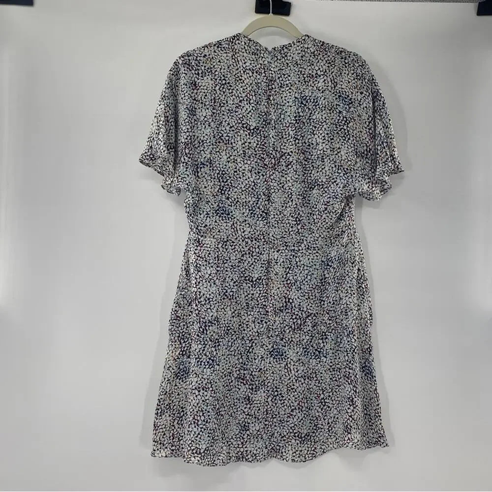 Reiss Ditsy Mosaic Print Silk Casual Dress Size 8 Medium Femme Multicolor Prose